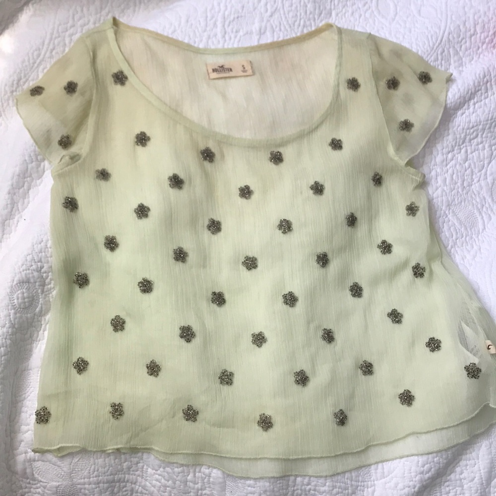 Sheer light green shirt sleeve